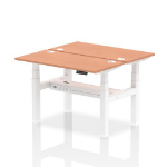 Dynamic Air Back-to-Back W1200 x D600mm Height Adjustable Sit Stand 2 Person Bench Desk With Cable Ports Beech Finish White Frame - HA01534 DD