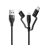ALOGIC Elements 3-in-1 Charge and Sync Combo Cable -Micro USB + USB-C + Lightning 1.2M Black