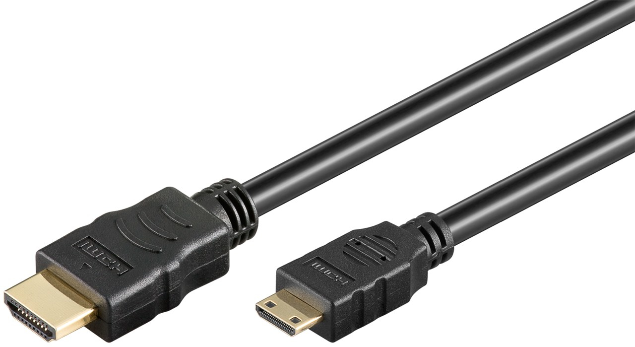 31932 GOOBAY HDMI High Speed Cable with Ethernet (Mini) - 2 m - 2 m - HDMI Type A (Standard) - HDMI Type C (Mini) - 8.16 Gbit/s - Audio Return Channel (ARC) - Black