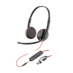 Poly Blackwire 3225 Stereo Headset +USB-C/A Adapter TAA