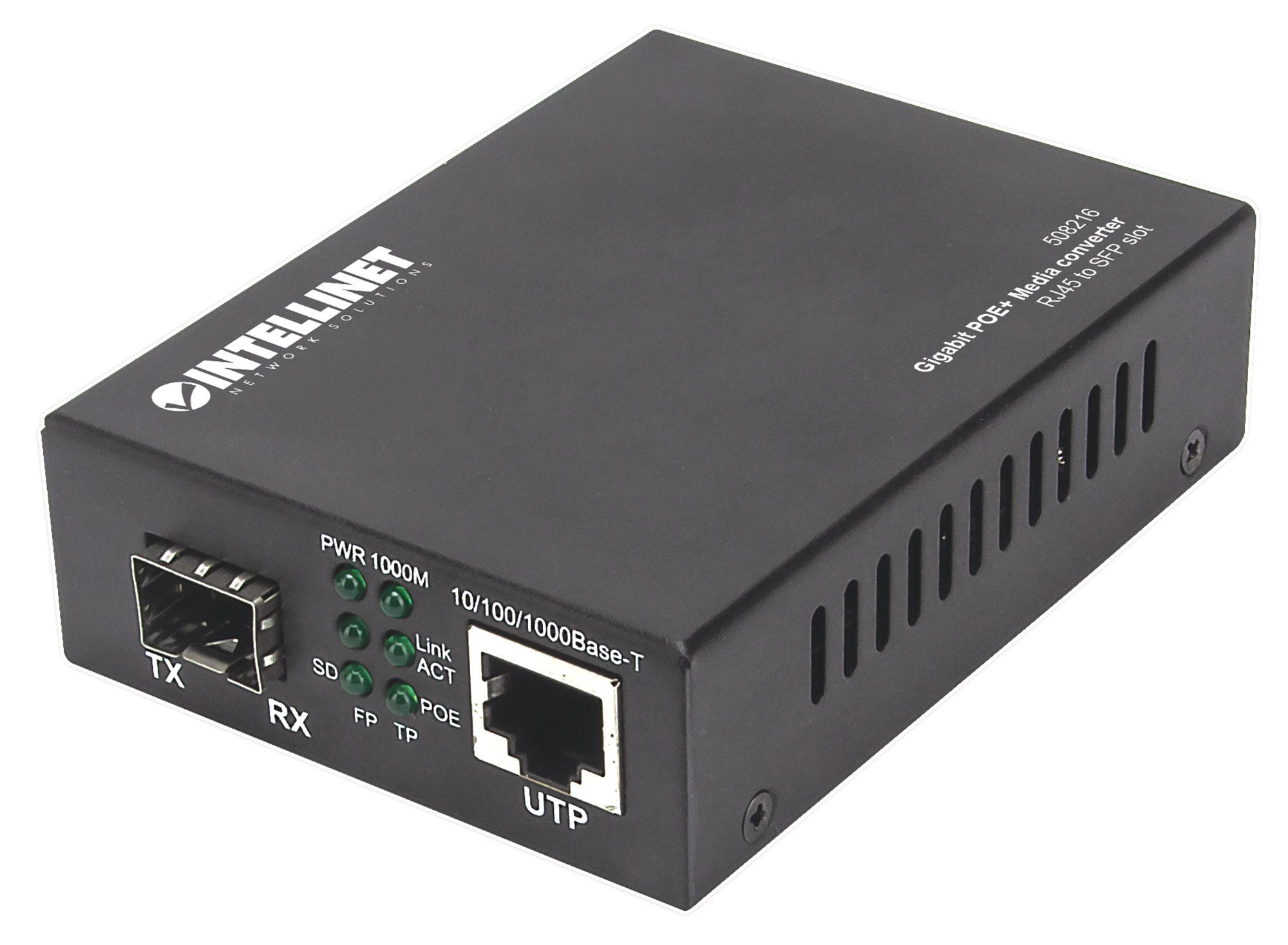 Image of Intellinet Gigabit PoE+ Media Converter, 1 x 1000Base-T RJ45 Port...