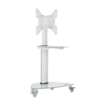 Tripp Lite DMCS3255SG62W Premier Rolling TV Cart for 32” to 55” Displays, Frosted Glass Base and Shelf, Locking Casters, White