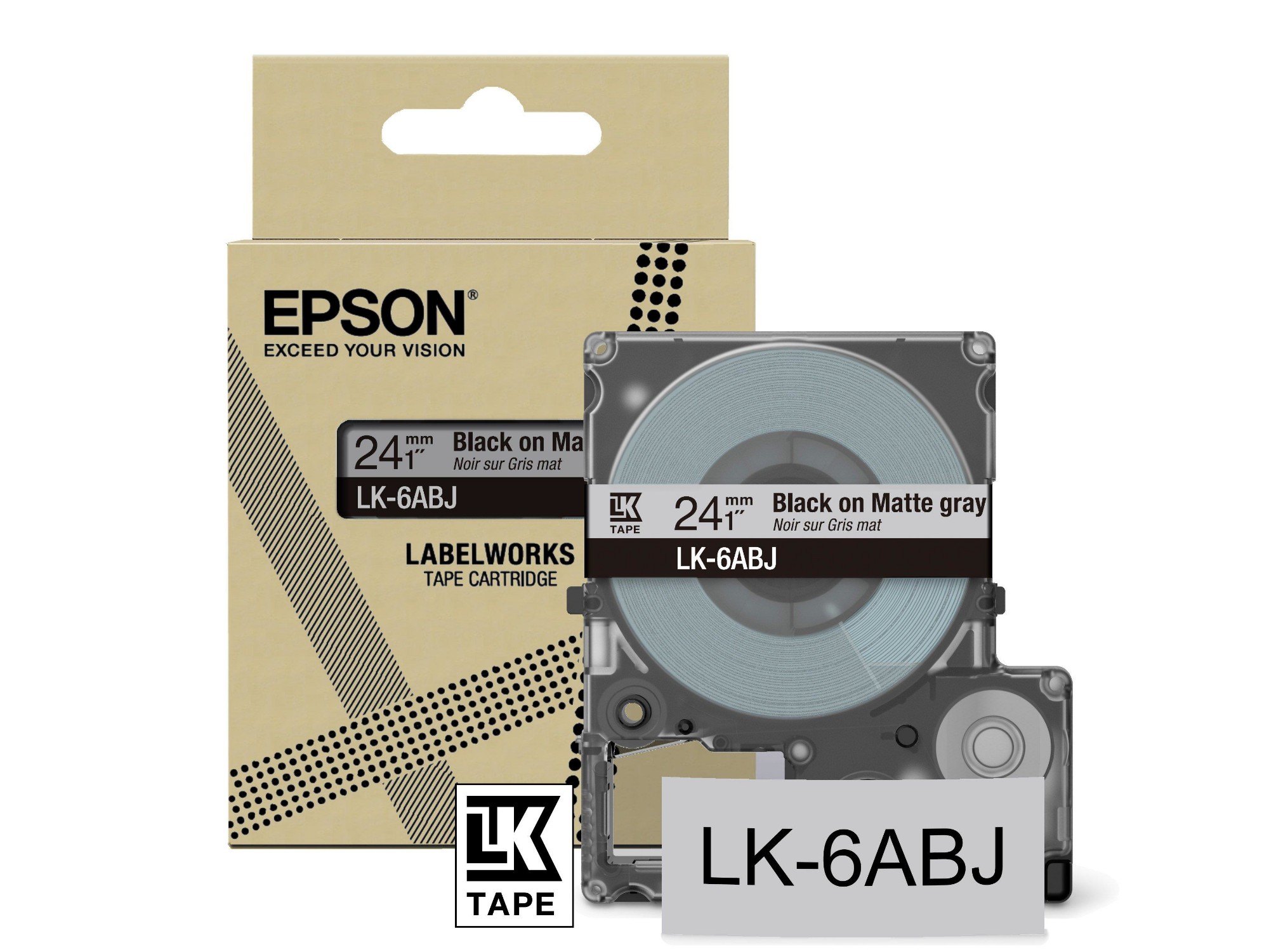 Photos - Office Paper Epson Matte Tape – Grey/Black 24mm(8m) – LK-6ABJ C53S672088 