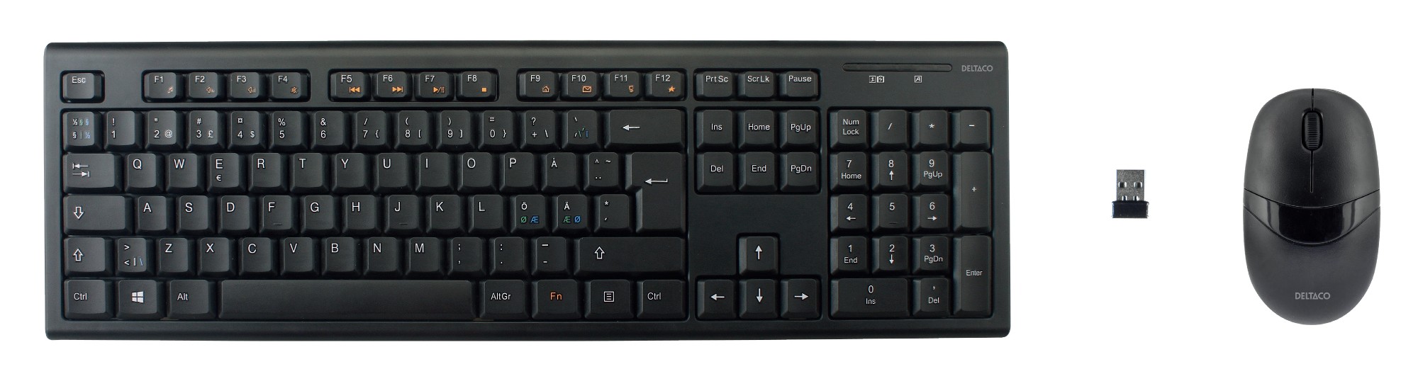 EU Product - wireless keyboard and mouse, Nordic layout - black thumbnail
