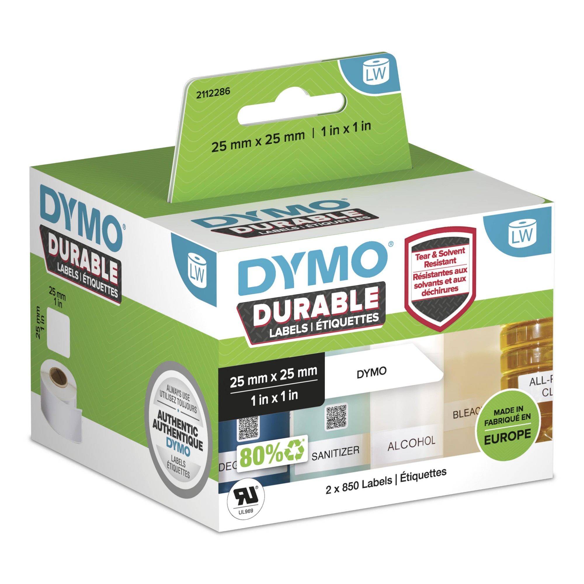 Dymo White Authentic Labelwriter Durable Labels | 25Mm X 25Mm | Poly |