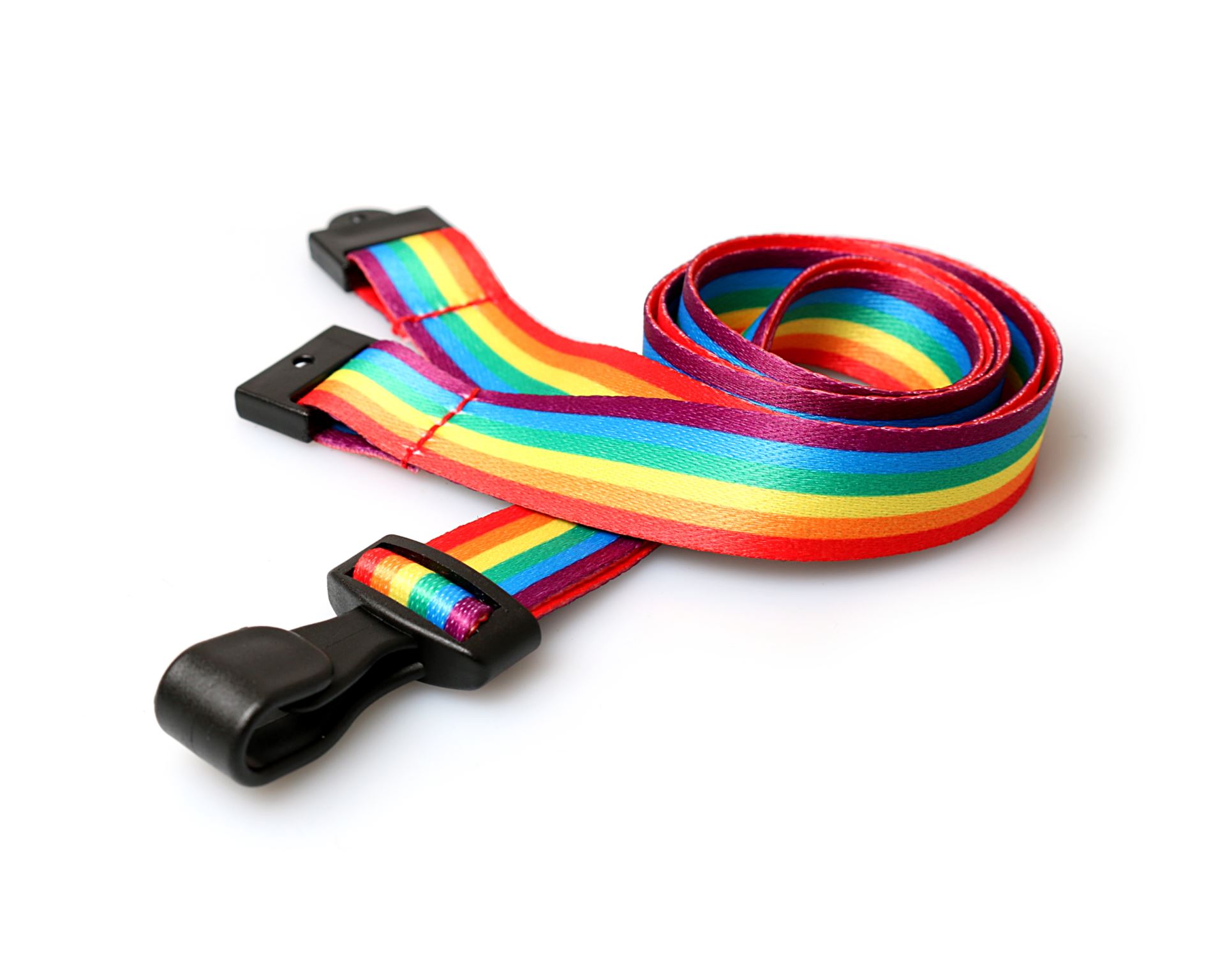 Image of Digital ID 15mm Recycled Rainbow Lanyards with Plastic J-Clip...