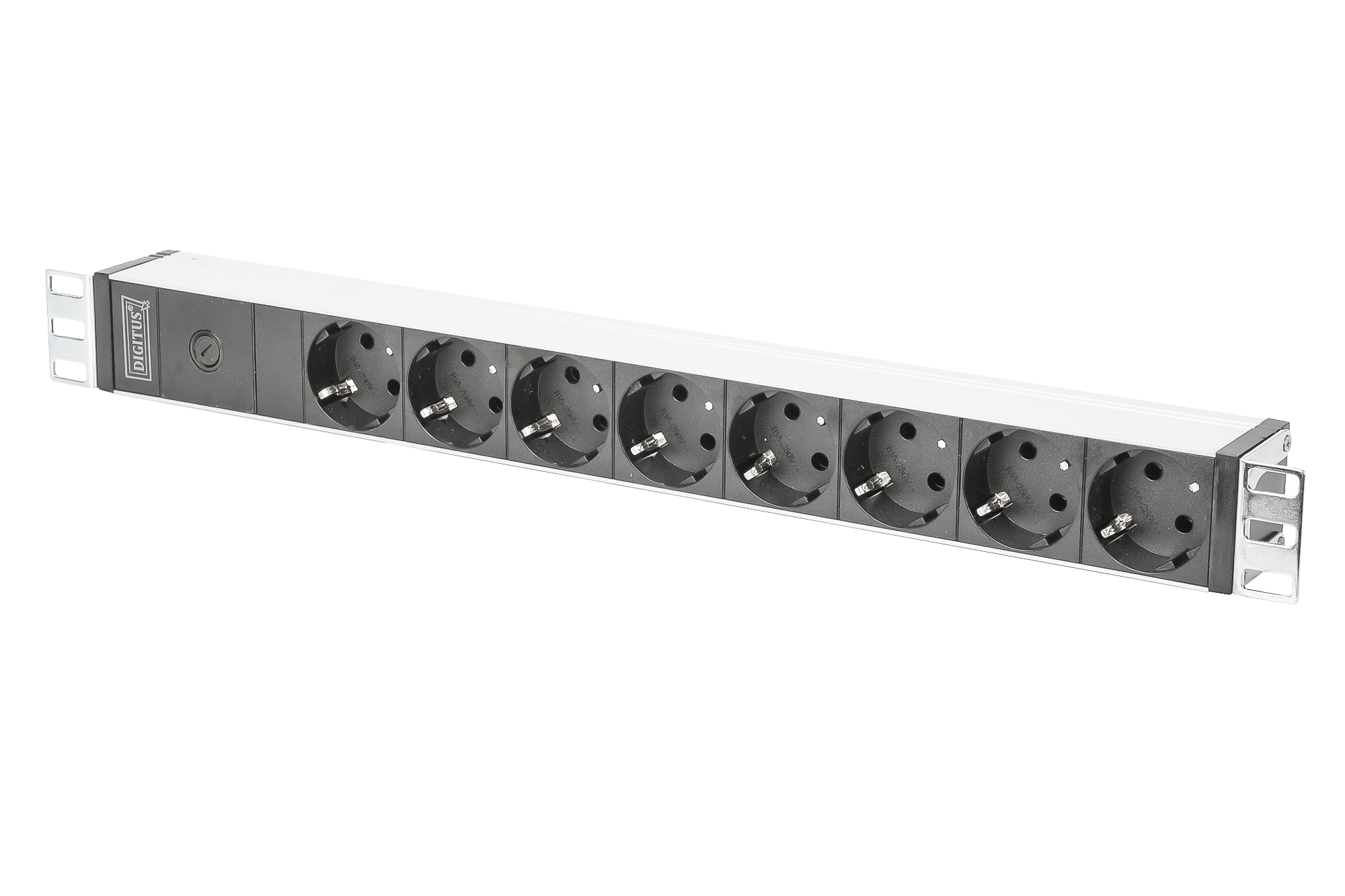 Image of Digitus aluminum outlet strip with pre-fuse, 8 safety outlets, 2 m...