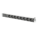 Digitus aluminum outlet strip with pre-fuse, 8 safety outlets, 2 m supply IEC C14 plug