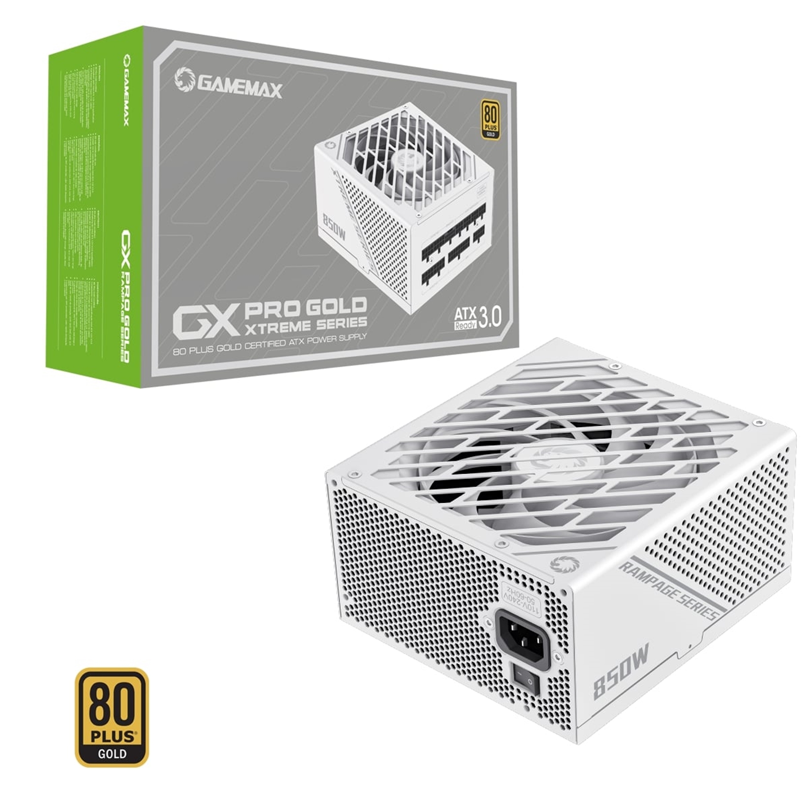 Image of GAMEMAX GX-850W Pro Modular 80 Plus Gold ATX3.0 PCIe 5.0 White PSU...