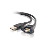 C2G 2ft USB 2.0 A Male to A Female Panel Mount Cable USB cable 23.6" (0.6 m) USB A Black