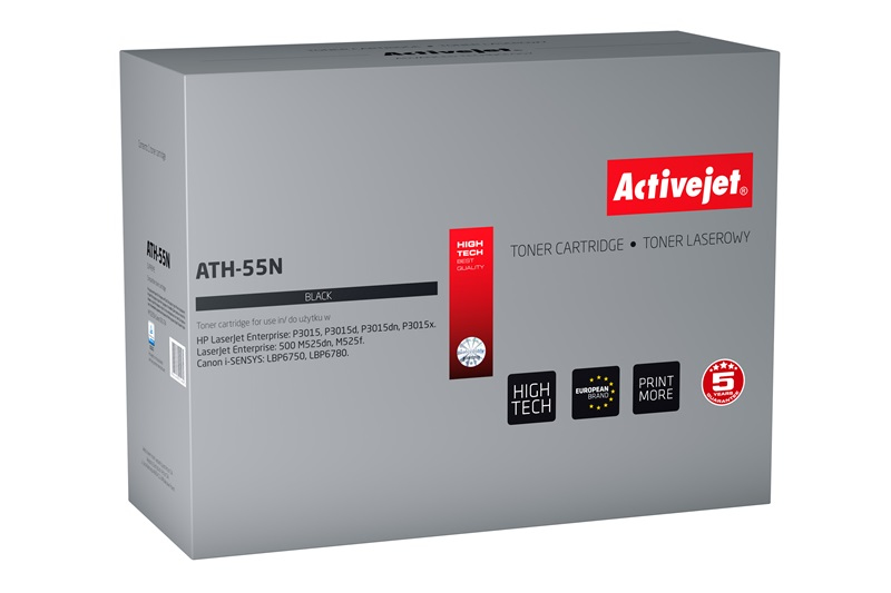 Activejet ATH-55N toner (replacement for HP 55A CE255A, Canon CRG-724; Supreme; 6000 pages; black)