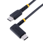 StarTech.com 15 cm rätvinklig USB C-laddningskabel - 60 W PD 3 A - Kraftig USB-C-kabel med snabb laddning - Svart USB 2.0 Type-C - Slitstark aramidfiber - Kort USB-laddningskabel