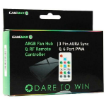 GAMEMAX 6-port ARGB PWM 3-Pin Aura Sync Fan Hub RF Remote SATA Powered