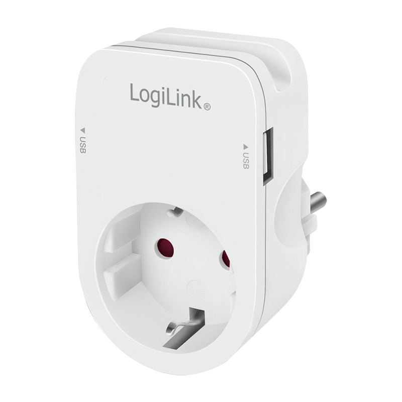 Image of LogiLink Steckdosenadapter mit Ablage 1x CEE 7/3 & 2x USB-A