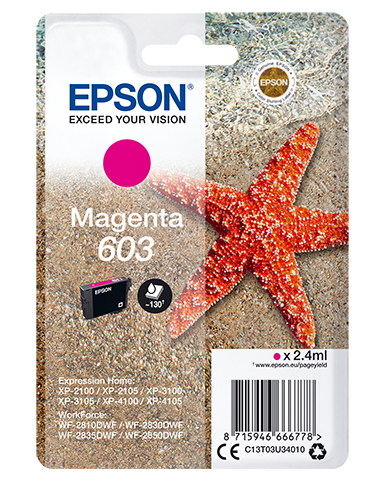 Image of Epson C13T03U34020/603 Ink cartridge magenta Blister Acustic...