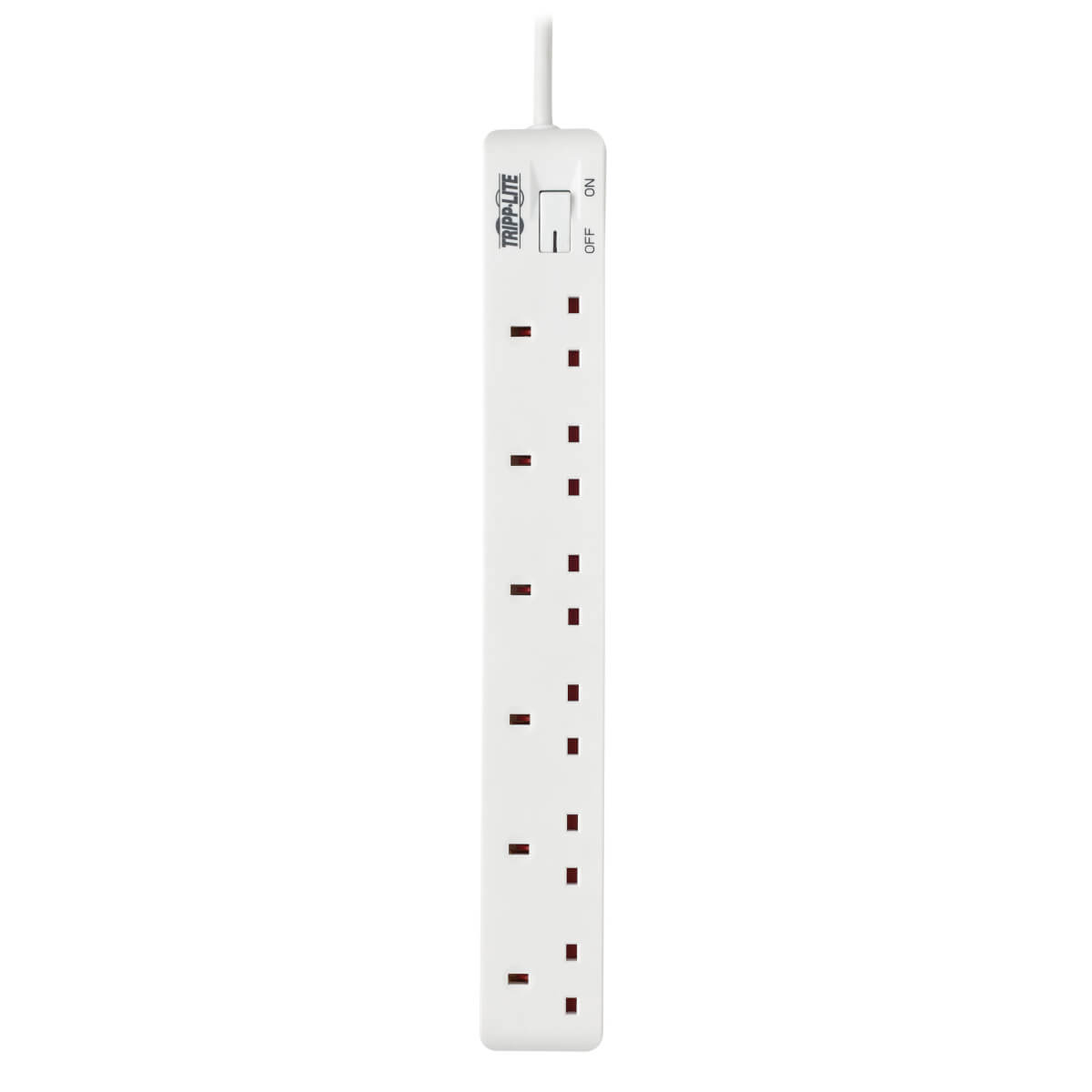 Tripp Lite 6-Outlet Power Strip - British BS1363A Outlets, 220-250V AC, 13A, 1.8 m Cord, BS1363A Plug, White