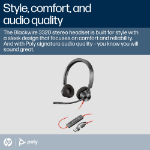 POLY Blackwire 3320 Stereo Microsoft Teams Certified USB-C Headset +USB-C/A Adapter