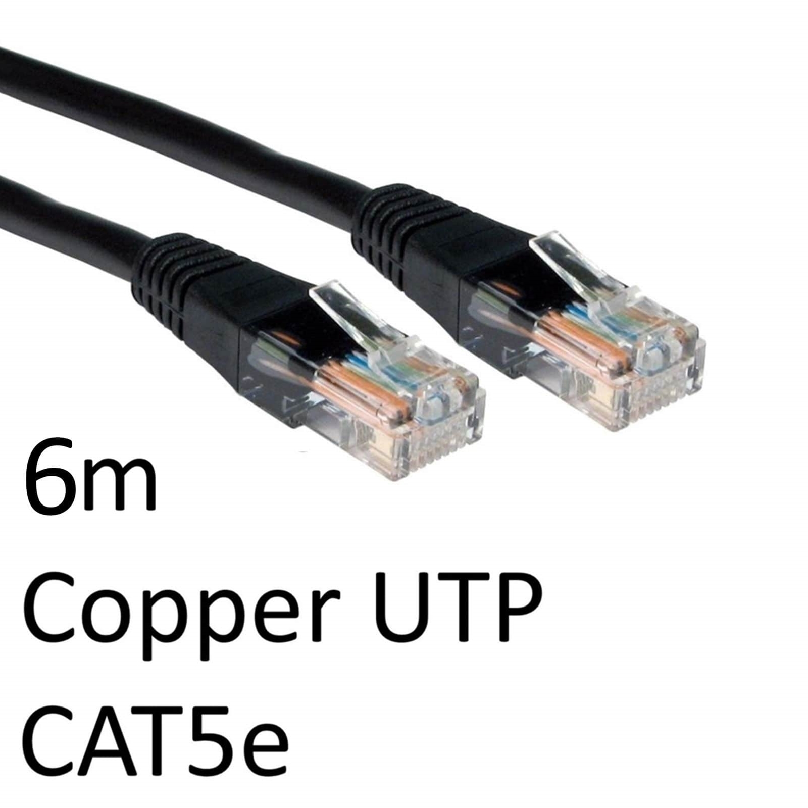Image of TARGET RJ45 (M) to RJ45 (M) CAT5e 6m Black OEM Moulded Boot Copper...
