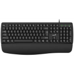 Genius Computer Technology KB-123 Wired AI Copilot Business Keyboard with Palm Rest, USB Plug and Play, Multimedia Function Keys, Full Size UK Layout Design for Home or Office, Black