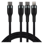 Maplin USB-C to 3 in1 Cable Braided USB-C/ Lightning/ Micro USB-B 100W - 3m