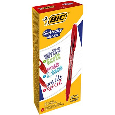 Photos - Pen BIC Gel-ocity illusion Capped gel  Red 12 pc(s) 943442 