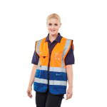 BEESWIFT Two Tone Executive Waistcoat Orange / Navy M