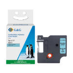 G&G 18800 labelprinter-tape Zwart op blauw D1