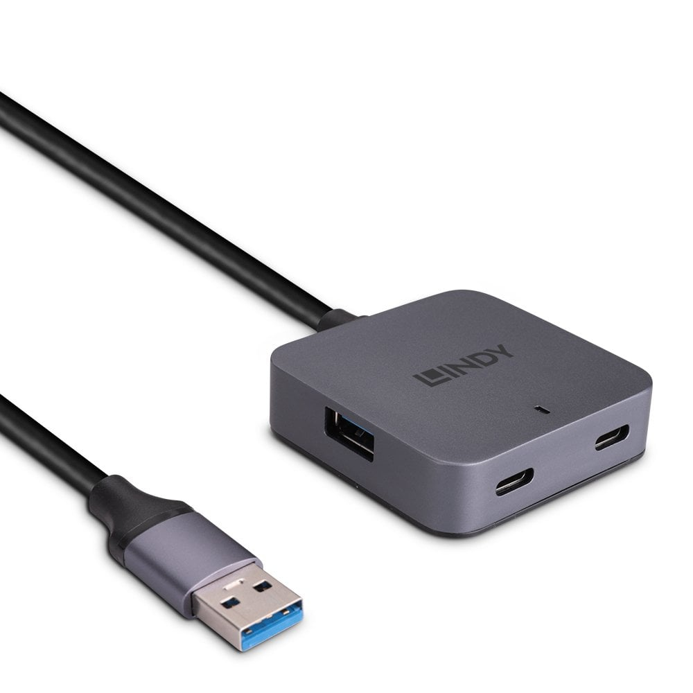 Photos - Card Reader / USB Hub Lindy 10m USB 3.0 Hub 4 Ports 43389 