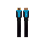 Maplin Flat HDMI to HDMI 4K Ultra HD Cable with Gold Connectors - Black, 3m
