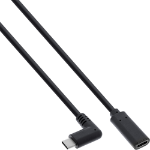 InLine USB 3.2 Gen.1x2 Cable, USB-C male angled / female, black, 1m