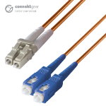 connektgear 2m Duplex Fibre Optic Multi-Mode Cable OM1 62.5/125 Micron LC to SC Orange