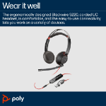 POLY Blackwire 5220 Stereo USB-C Headset +3.5mm Plug +USB-C/A Adapter (Bulk)