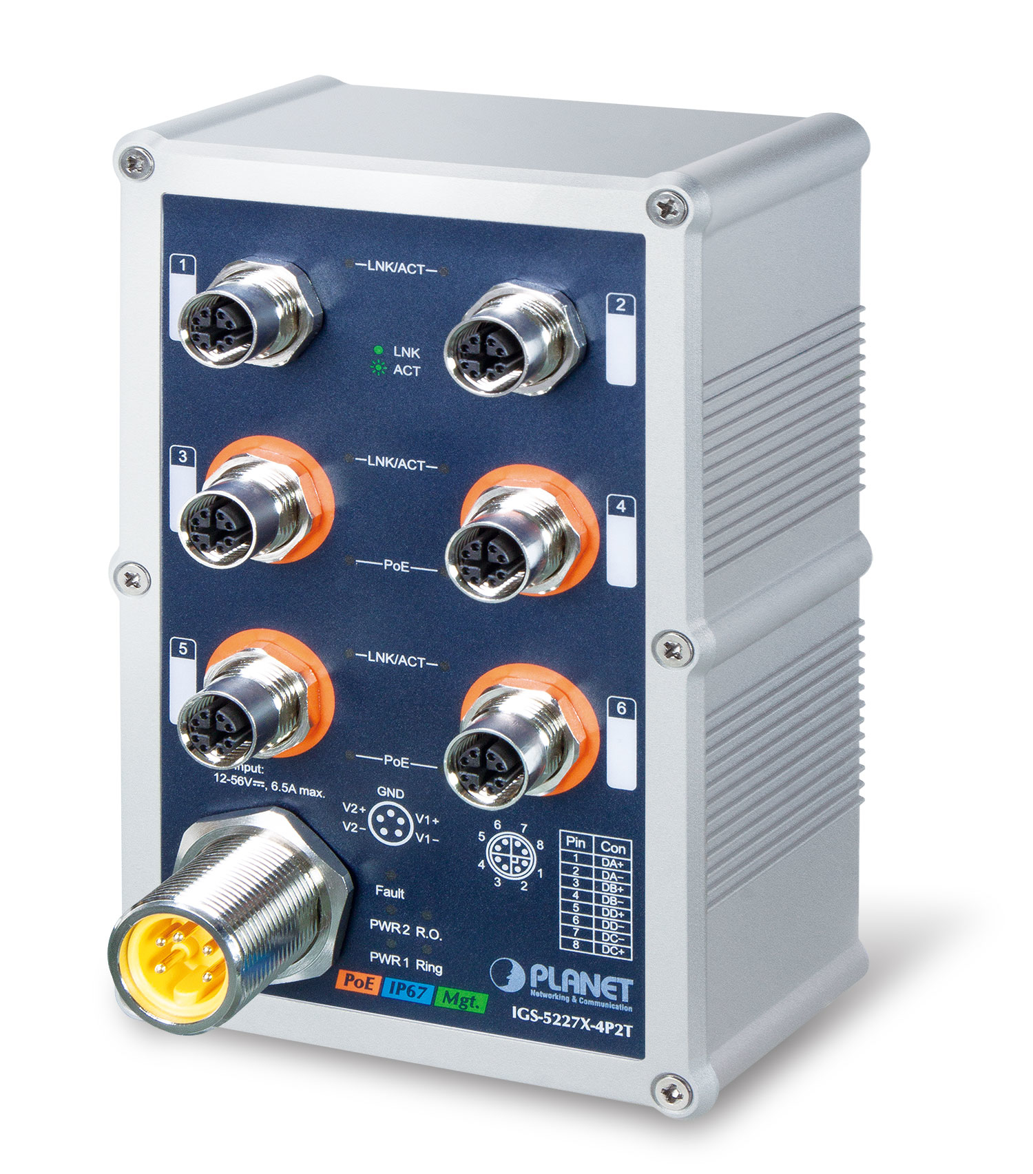Image of PLANET IP67-rated Industrial L2+ Managed L2+ Power over Ethernet...