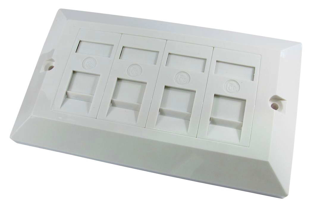 Image of Cables Direct Faceplate 4 Port outlet box White