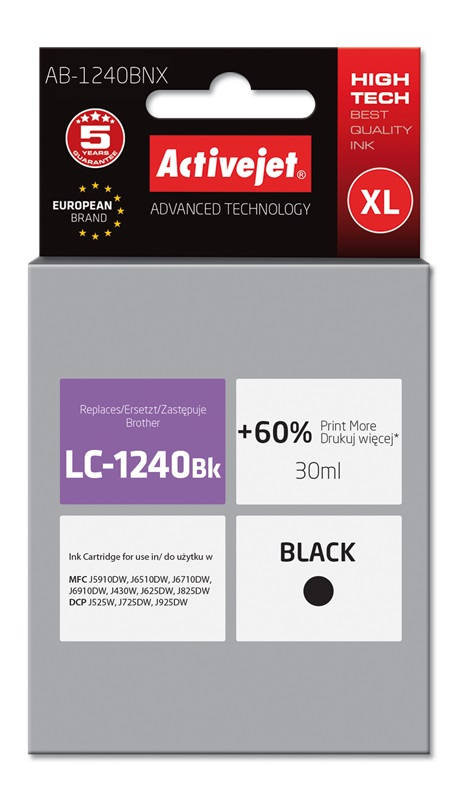 Activejet AB-1240BNX ink (replacement for Brother LC1220Bk/LC1240Bk; Supreme; 30 ml; black)