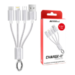 Advanced Accessories CHARGE-iT 3in1 (0.1M) USB-Cable - 8 Pin/USB-C/MicroUSB - 10cm-silver
