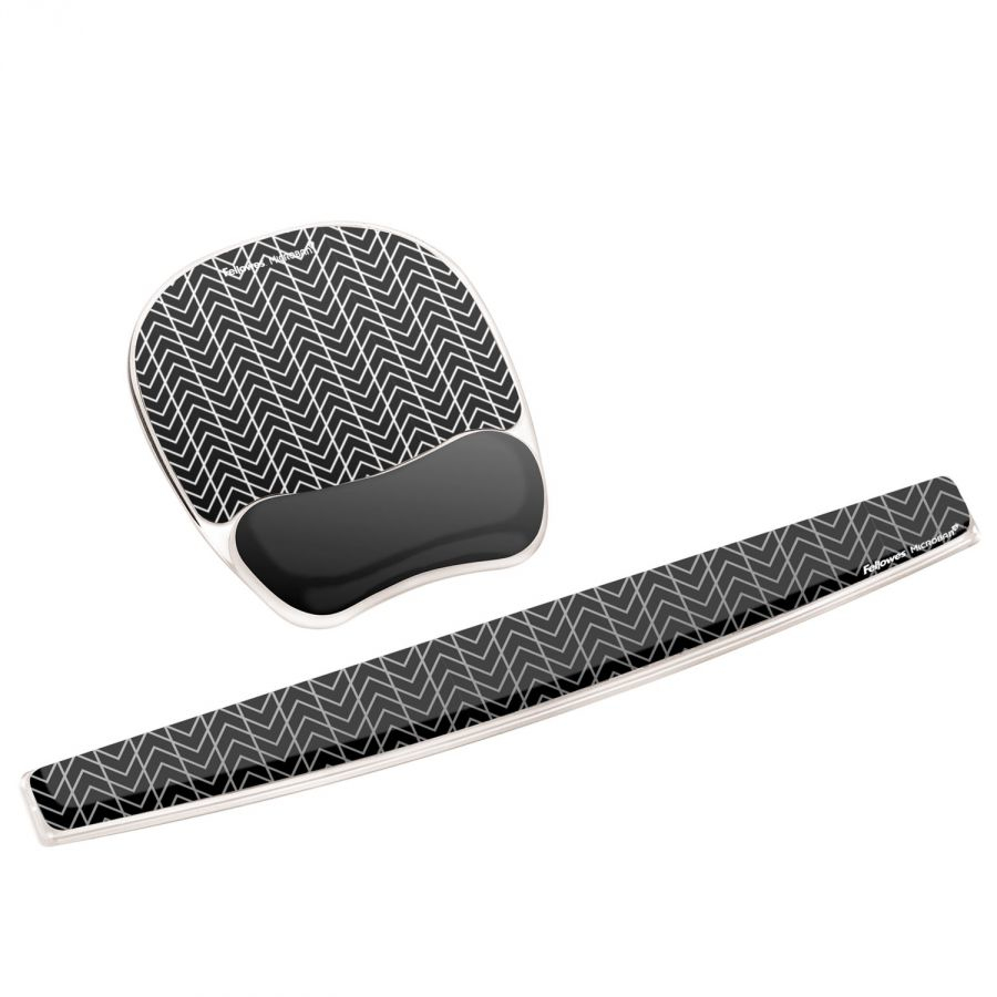 Fellowes Mouse Mat Wrist Support - Photo Gel Mouse Pad with Non Slip Rubber Base & Antibacterial Protection - Ergonomic Mouse Mat for Computer, Laptop, Home Office Use - Chevron