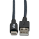 Tripp Lite Heavy-Duty USB-A to USB-C Cable - M/M, USB 2.0, UHMWPE and Aramid Fibers, Grey, 0.9 m