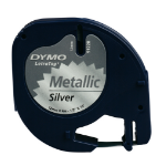Dymo 91208|S0721730 DirectLabel-etikettes silver 12mm x 4m for Letratag/Letratag LT 100 H/T/QX 50/XM/XR/2000