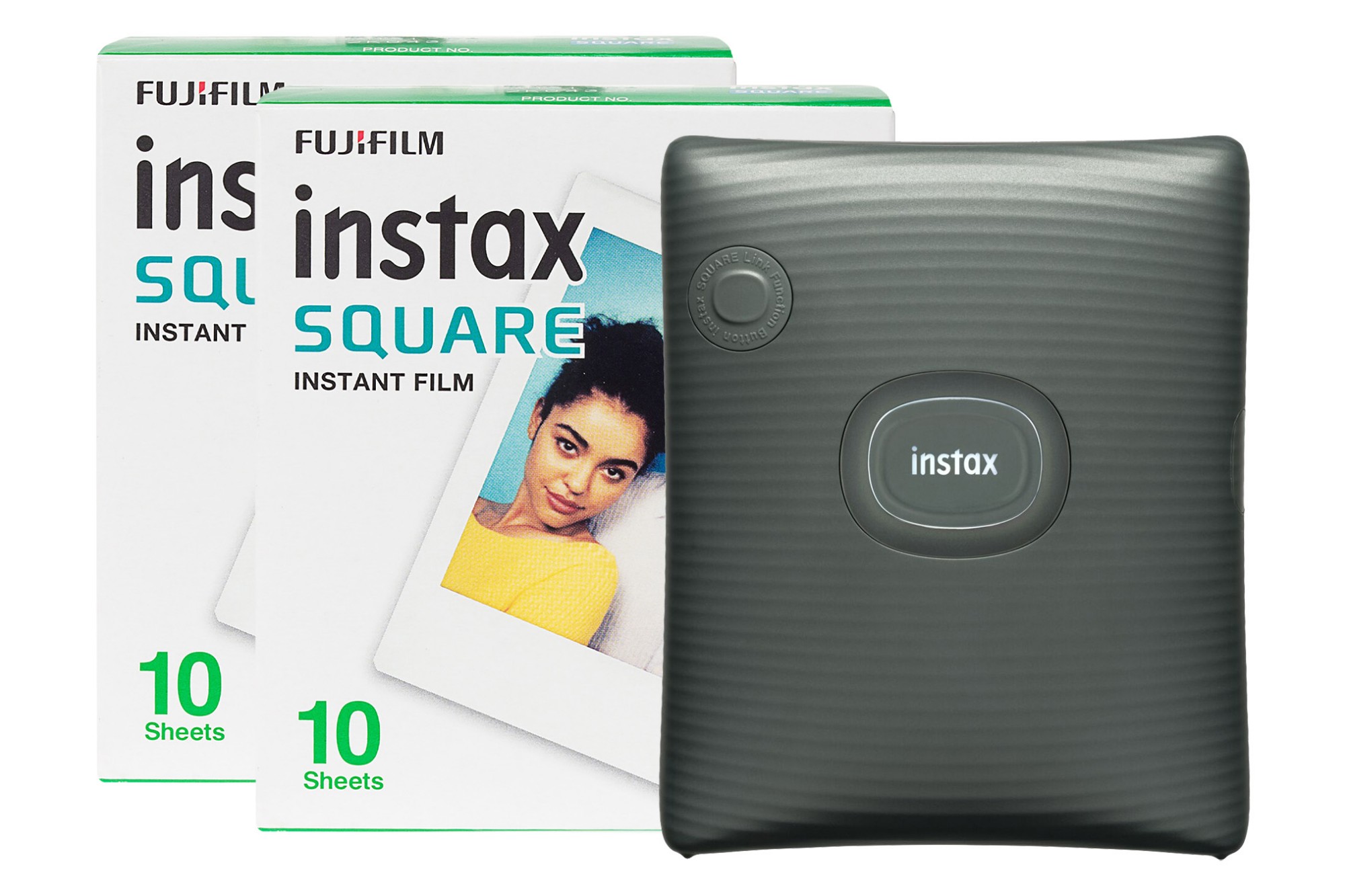 16785482+70100139613x2 FUJI Instax Square Link Wireless Smartphone Photo Printer with 20 Shot Pack - Green