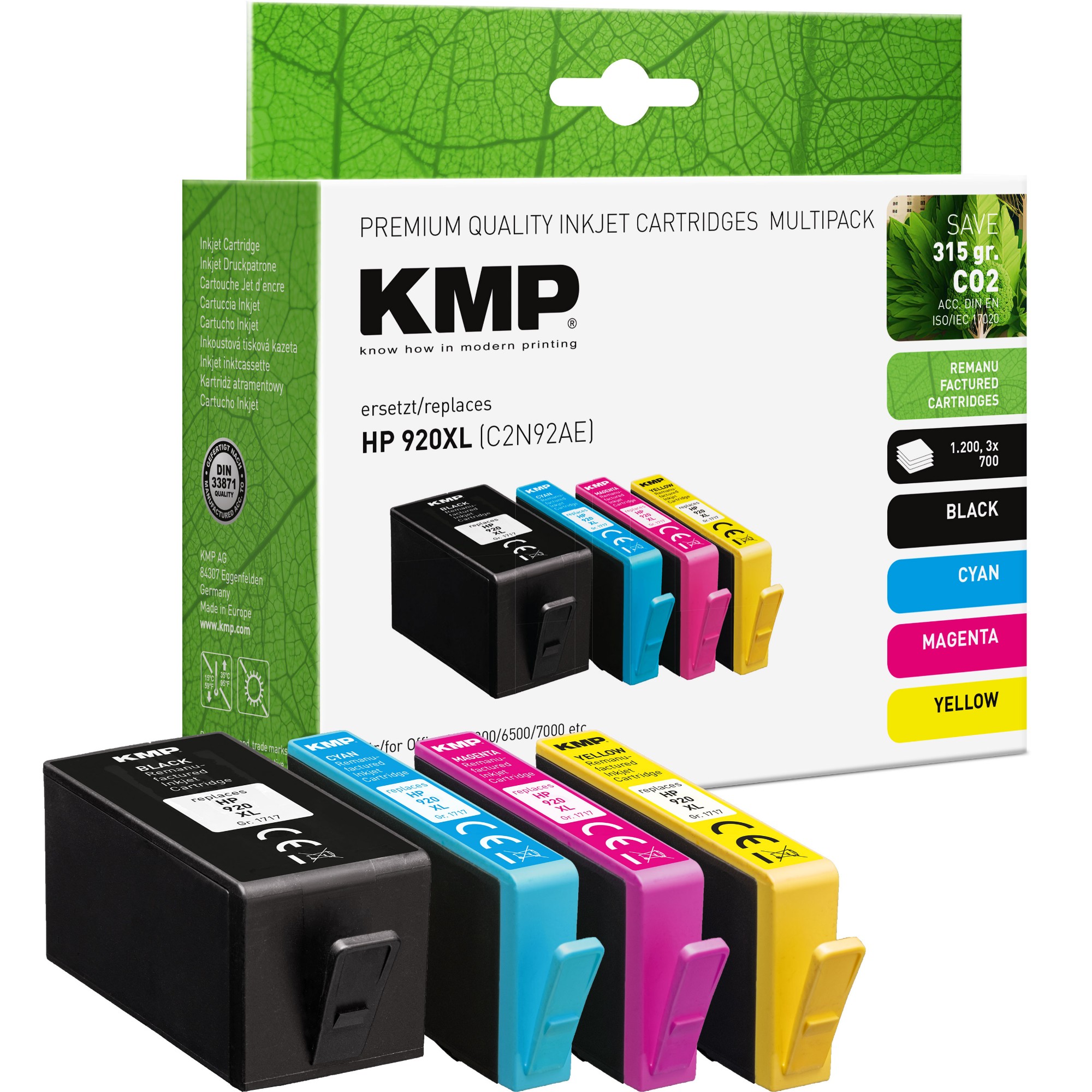EU Product - KMP Patrone HP Nr. 920XL Multip. 1100-1200 S. H67V remanufactured