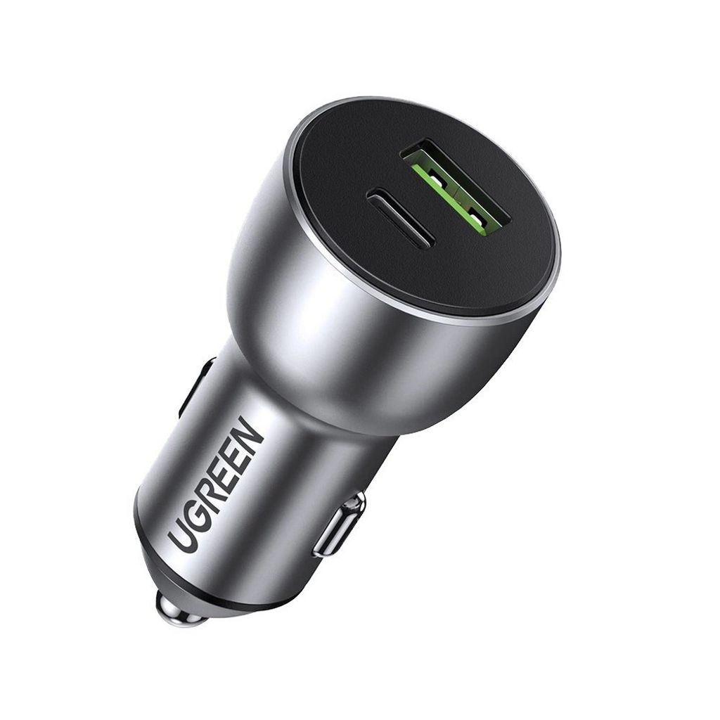 EU Product - USB-A / USB-C Car charger, QC 3.0, PD, 36W - Gray thumbnail