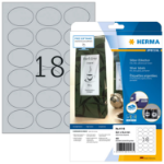 HERMA Etiketten folie zilver 58.4x42.3 ovaal A4 LaserCopy