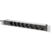 Digitus Socket strip with aluminum profile and back-up fuse, 8-way Italian output, 2 m cable IEC C14 plug