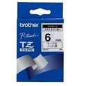 Image of Brother Black on White Gloss Laminated Tape, 6mm label-making tape TZ