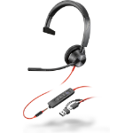 POLY Blackwire 3315 Monaural Microsoft Teams Certified USB-C Headset + 3,5 mm plug + USB-C/A adapter