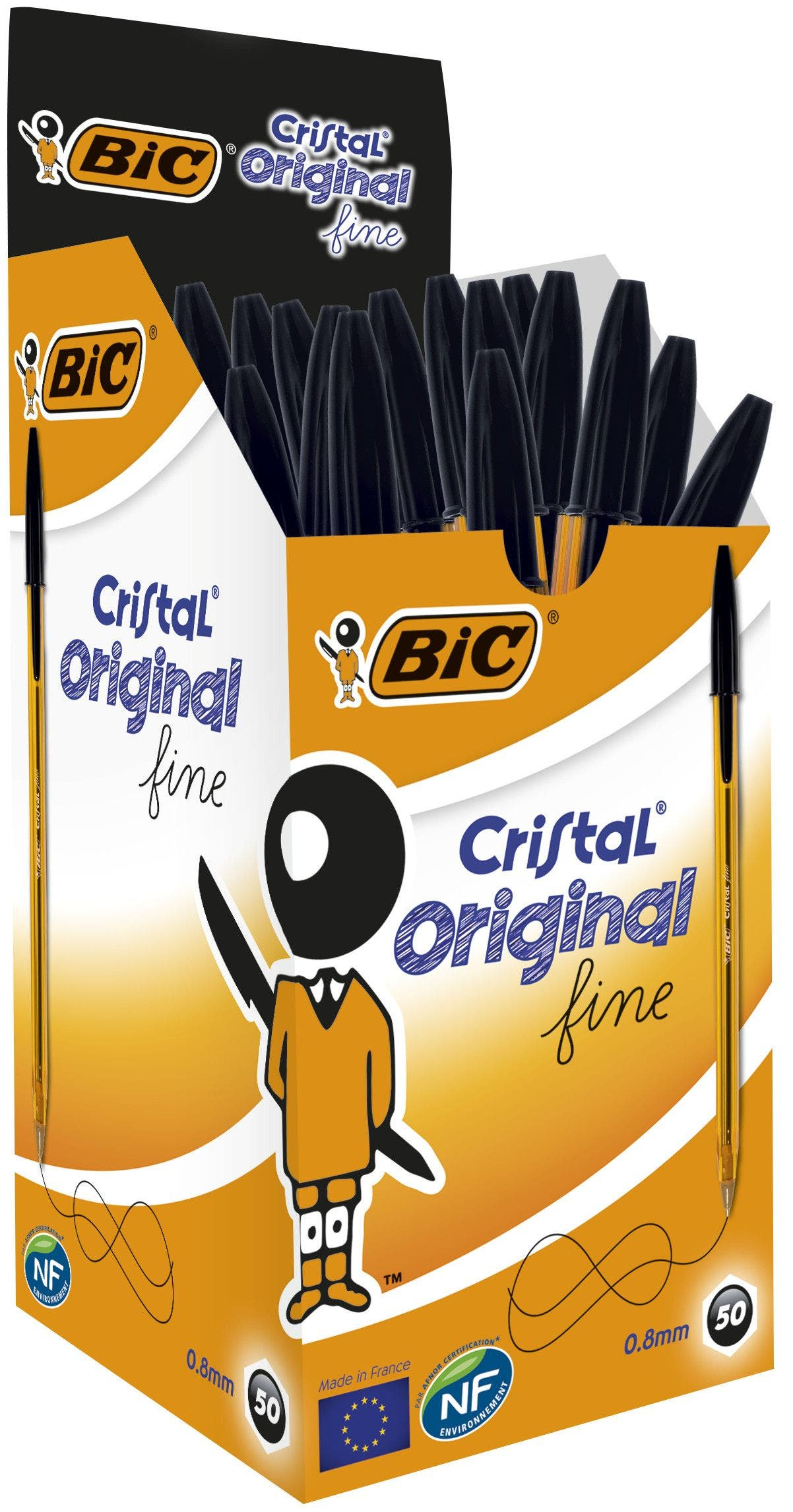 Image of BIC 872731 ballpoint pen Black Stick ballpoint pen Fine 50 pc(s)