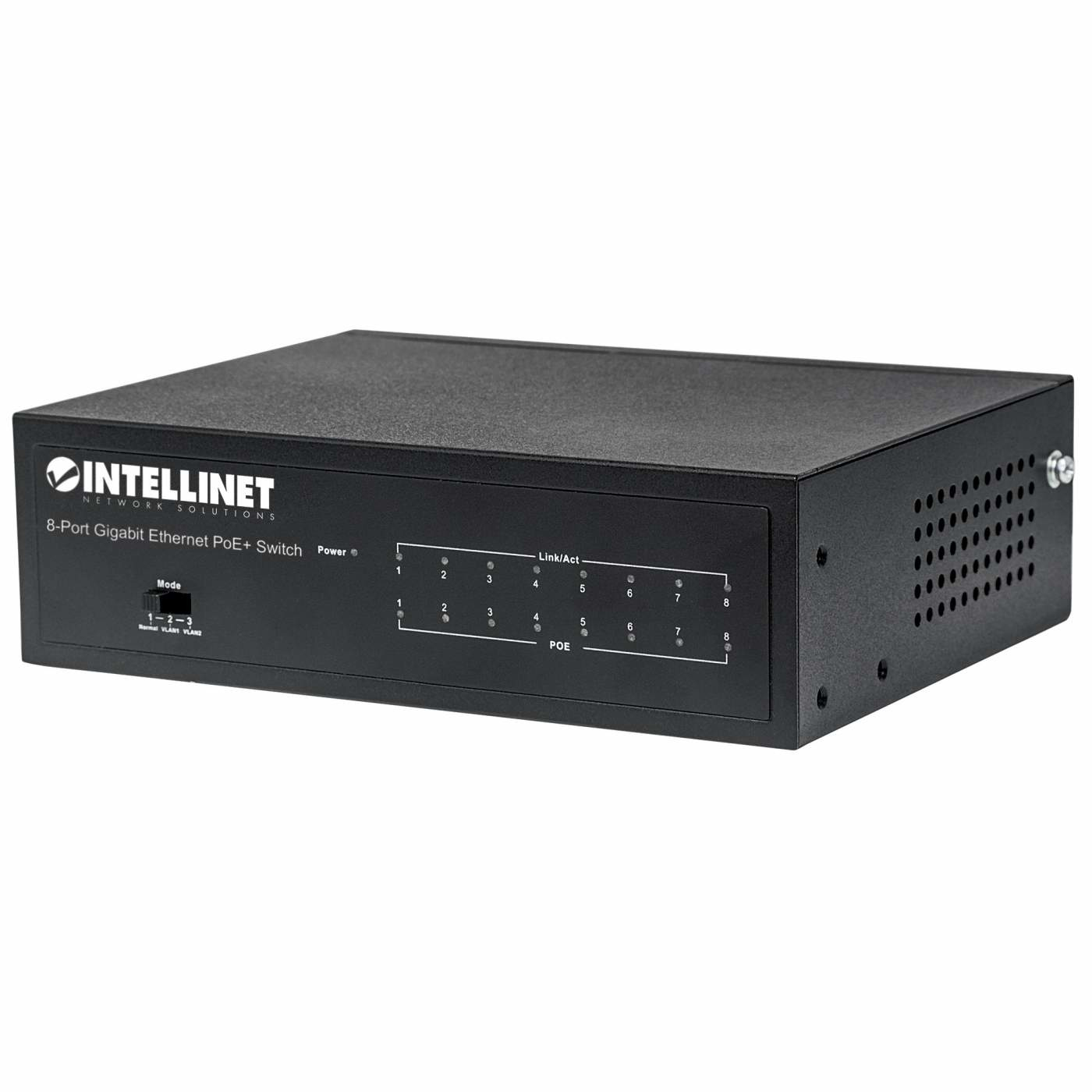 Image of Intellinet 8-Port Gigabit Ethernet PoE+ Switch, IEEE 802.3at/af...