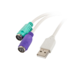 Lanberg AD-0025-W PS/2 cable 2x 6-p Mini-DIN USB A Green, Purple, White