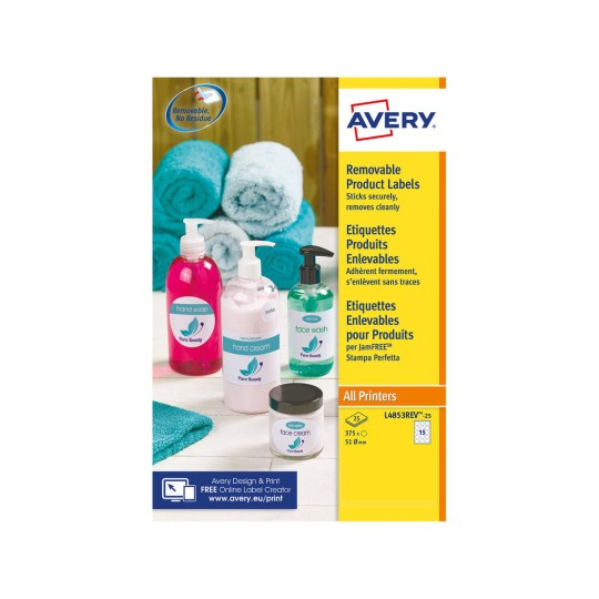 Avery White L4853rev-25 Printer Label Self-Adhesive Printer Label